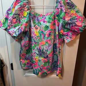 Lily Pulitzer Floral Puff Sleeve Top